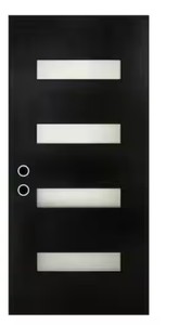 36 x 80 in. Fiberglass Entry Door with Brickmould,Black Finished,RH Inswing