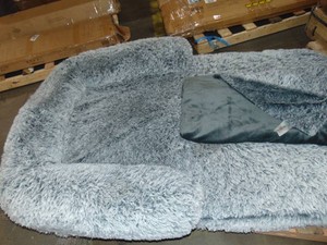 Gray Shag Sofa Bed with Blanket 70x48x12