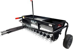 Brinly Tow Behind Combination Aerator Spreader with Weight Tray, 40-Inch, Flat Black