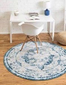 Unique Loom Sofia Collection Area Rug - Salle Garnier (7 1 Round, Blue Ivory)