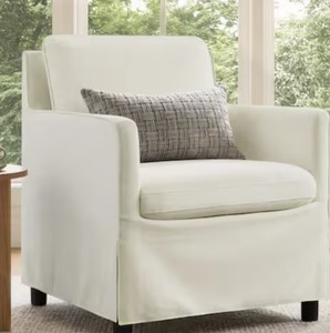 Daro 31.5 in.W Cream Fabric Accent Chair with Arms,