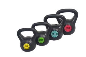 Wide Grip 4 Piece Kettlebell Exercise Fitness Weight Set, Includes 5 lbs, 10 lbs, 15 lbs, 20 lbs