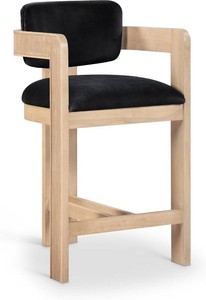Meridian Furniture Sacha VelvetRubberwood Counter Stool, Black
