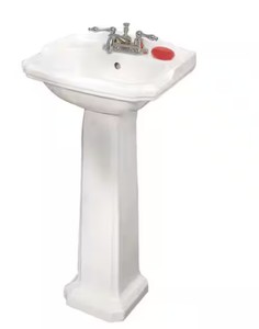 Cloakroom 19 in.. Pedestal Combo Bathroom Sin.k in. White with Overflow