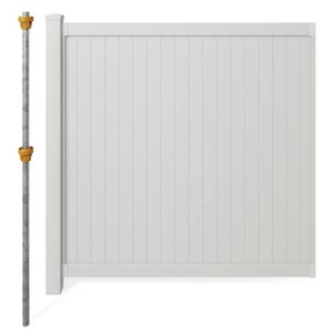 Cambridge Vinyl Privacy Fence Kit with No-Dig Post 6ft H x 6ft W