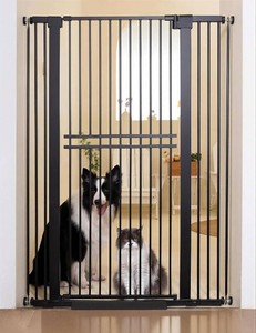 55 Extra Tall Pet Gate, 29-40 Wide Tall Dog Gate, Black No-Drill Pressure Mounted,