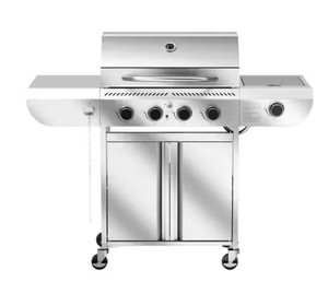 42,000 BTU 4-Burner Propane Gas Stainless Steel Grill with Side Stand and Wheels