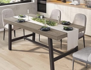Garvee Industrial Dining Table for 4-6 People 63in Long Wooden Kitchen Table