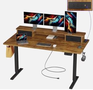 JOISCOPE 55 Inch Electric Standing Desk with Drawer, Vintage Oak-55inches