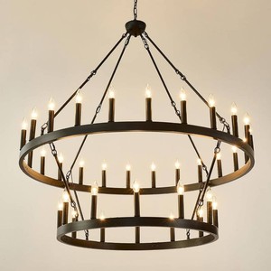 2-Tier Wagon Wheel Chandelier 80 Large Chandeliers for High Ceilings