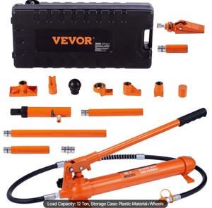VEVOR 12 Ton Porta Power Kit, Hydraulic Ram with Pump with 4.6 ft1.4 m Oil Hose, Portable