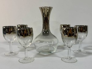 Vintage Mid-Century Silver FadeOmbre Wine Decanter Set