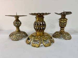 Vintage Ornate Brass Candle Holders