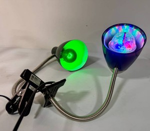 Two Black Clip Lights with Holiday Bulbs