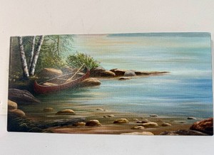 Maureen OBrien Metal Art Lakeside Red Canoe