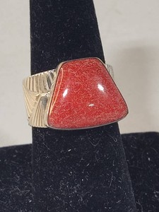 Sterling 925 Red Sponge Coral Statement Ring by Jay King - Desert Rose Trading - (Size 8.5)