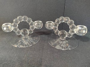Pair of Imperial Glass Candlewick Double Candlestick Holders