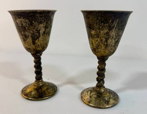 Two EPB Spain Brass Wine Goblets