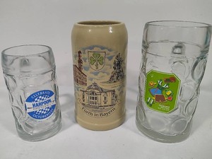 German Stoneware & Glass Beer Steins