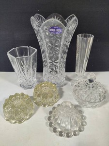 Lot of Gorgeous Glass incl Lead Crystal Vases