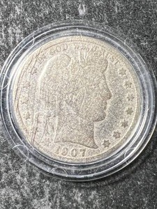 1907-D US BARBER HALF DOLLAR IN AIRTITE