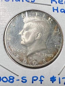 2008-S US PROOF SILVER KENNEDY HALF DOLLAR