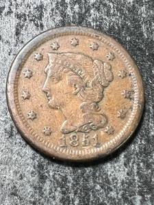 1851 US BRAIDED HAIR LARGE CENT