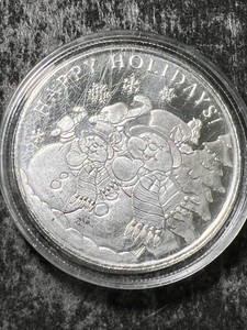 1 TROY OZ .999 FINE SILVER 2022 SEASONS GREETINGS ROUND IN AIRTITE