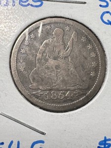 1854 WARROWS US SEATED LIBERTY QUARTER