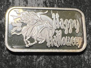 1 TROY OZ .999 FINE SILVER HAPPY HALLOWEEN BAR