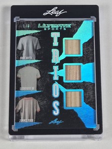 Babe Ruth, Jimmie Foxx, Sadaharu Oh Leaf Ultimate Sports Trios Memorabilia Triple Relic Numbered 16 - 2026 Leaf