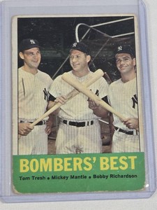 Bombers Best Tom Tresh, Mickey Mantle, Bobby Richardson 1963 Topps #173 - New York Yankees Vintage Baseball Card
