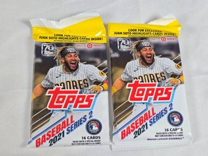 Lot of 2 Unopened Packs of 2021 Topps Baseball Series 2