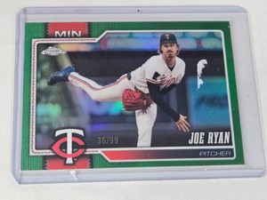 Joe Ryan 2026 Topps Chrome Green Refractor #210 and Numbered 3699 - Minnesota Twins Baseball Card