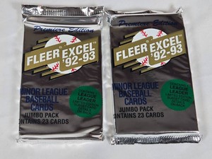 Lot of 2 Unopened Packs of 1992-93 Fleer Excel Minor League Baseball Cards - Possible Derek Jeter Rookie