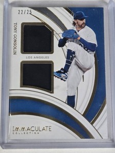 Tony Gonsolin 2022 Panini Immaculate Collection Dual Relic Numbered 2225 - Los Angeles Baseball Card