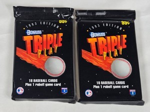Lot of 2 Unopened Packs of 1993 Donruss Triple Play Baseball Cards