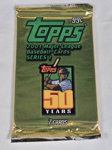 Unopened Pack of 2001 Topps Major League Baseball Cards Series 1 - Possible Ichiro Rookie