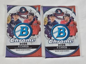 Lot of 2 Unopened Packs of 2025 Bowman Chrome Baseball Cards