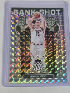 Nikola Jokic 2023-24 Panini Mosaic Silver Holo Prizm Bank Shot Insert #5 - Denver Nuggets Basketball Card
