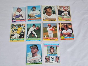 Lot of 10 Topps 1976 Baseball Cards Featuring Robin Yount, Fergie Jenkins, Jim Hunter, and More