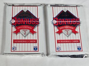Lot of 2 Unopened Packs of 1993 Donruss Baseball Cards Series 2