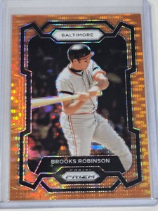 Brooks Robinson 2024 Panini Prizm Orange Holo #292 and Numbered 7399 - Baltimore Baseball Card