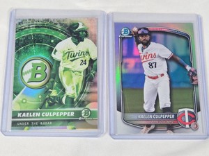 Lot of 2 Kaelen Culpepper Rookie Baseball Cards with Bowman Chrome Refractor features - Minnesota Twins Baseball Cards