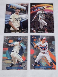 Lot of 4 Brooks Lee Baseball Cards from Topps Finest series, all Rookie cards