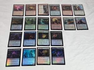 Lot of 20 FOIL Magic The Gathering Trading Cards including Javelin of Lightning, Tavern Brawler, Mold Folk, Circle of the Land Druid, Plundering Barbarian, Elturel Survivors