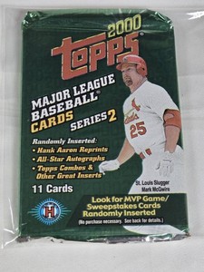 Unopened Pack of 2000 Topps Major League Baseball Cards Series 2 Baseball Cards