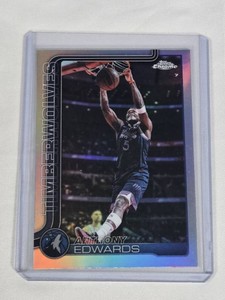 Anthony Edwards 2026 Topps Chrome Refractor #17 - Minnesota Timberwolves Basketball Card
