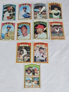Lot of 11 Vintage 1972 Stars Baseball Cards Featuring Lou Brock and Fergie Jenkins