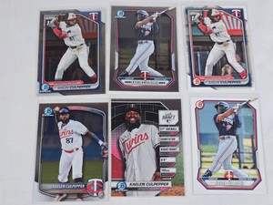 Lot of 6 Kaelen Culpepper Rookie Baseball Cards including Bowman Draft and Chrome Variants.